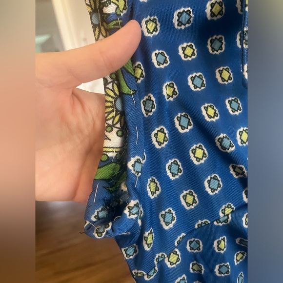 70s Paisley Sundress Medium Blue Midi Straight Button Down Collared Vintage Mod - Picture 8 of 12